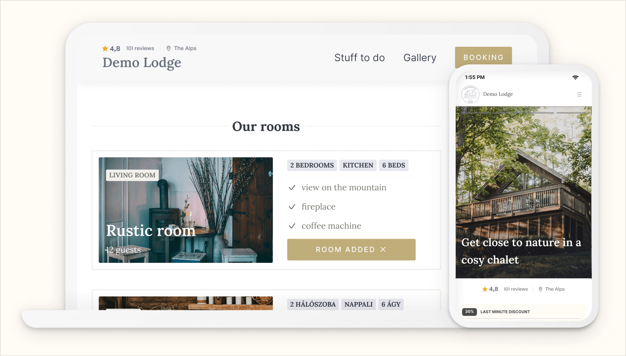 Premium booking website templates for Airbnbs and small vacation rentals